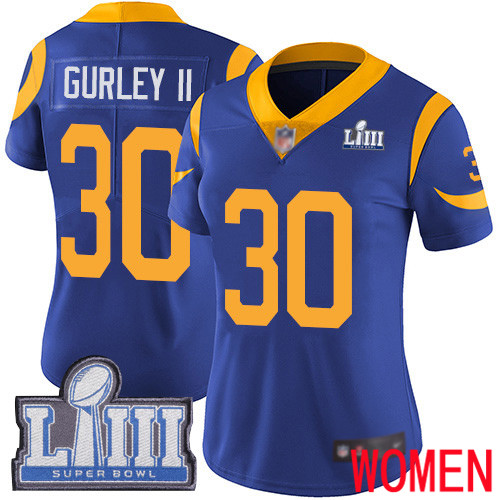 Los Angeles Rams Limited Royal Blue Women Todd Gurley Alternate Jersey NFL Football #30 Super Bowl LIII Bound Vapor Untouchable